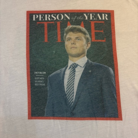 Bella Canvas Tee Medium White Short Sleeve Time Magazine Zach Wilson Faded Print - Picture 9 of 13